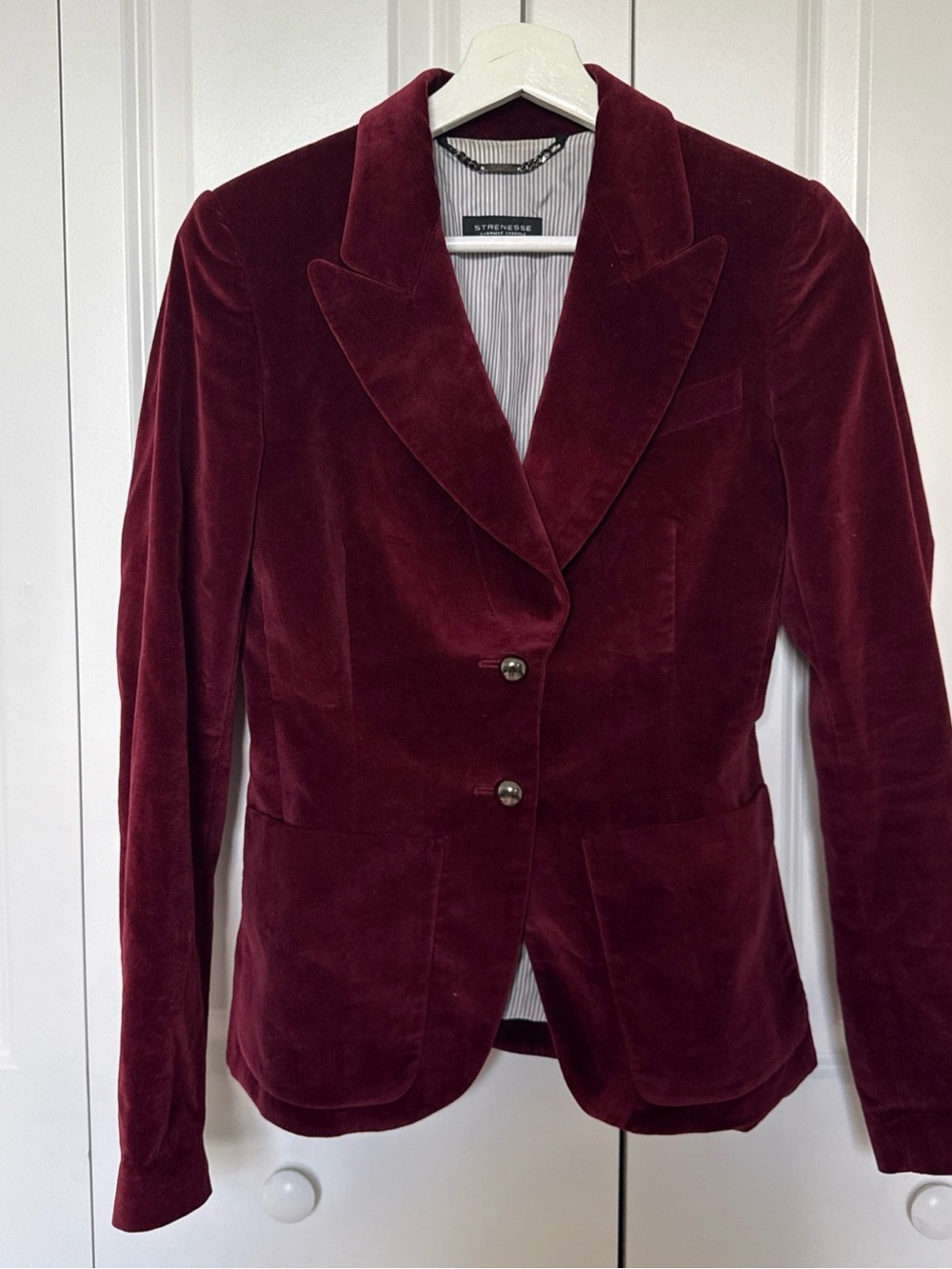 Strenesse Gabriele Strehle Vintage Red Velvet Blazer Sz 34/XS Quiet Luxury